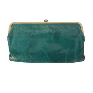 Hobo Lauren Clutch Wallet Dark Green Leather Cards Fold Envelope